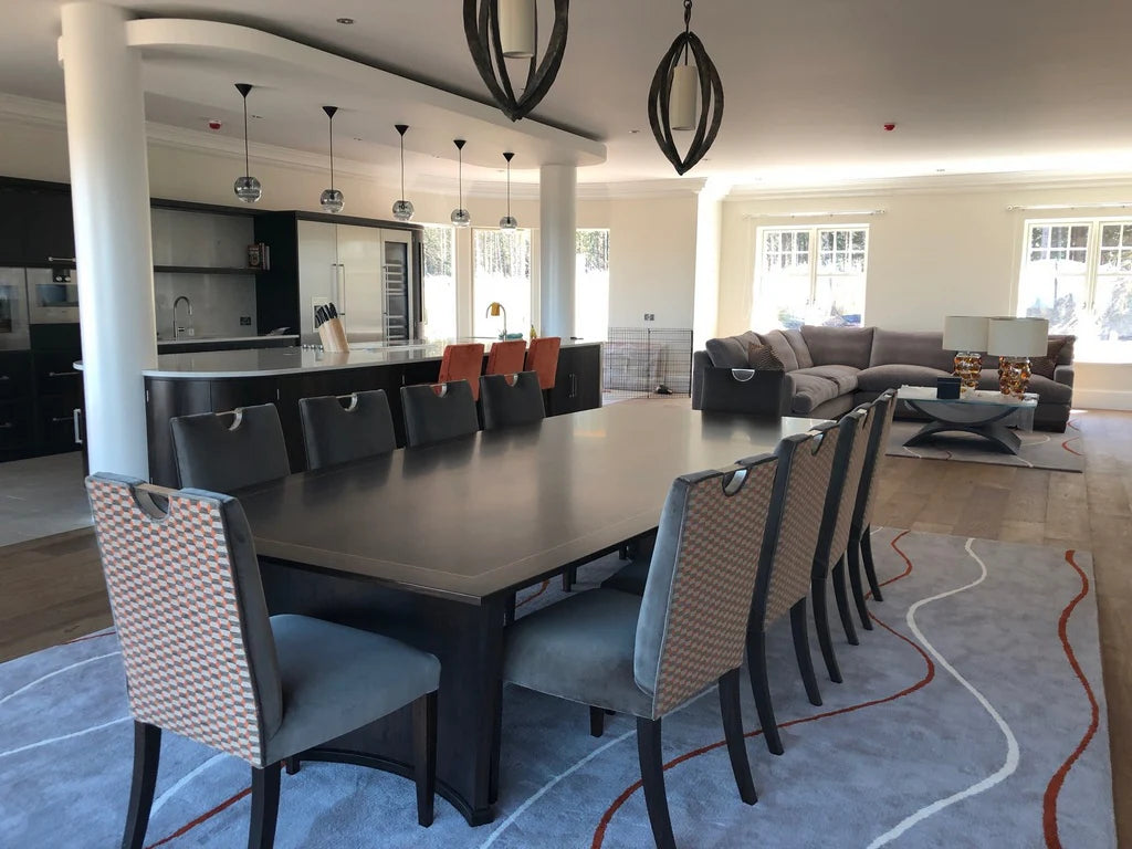 Open Dining and Living Rug Duo in large country mansion